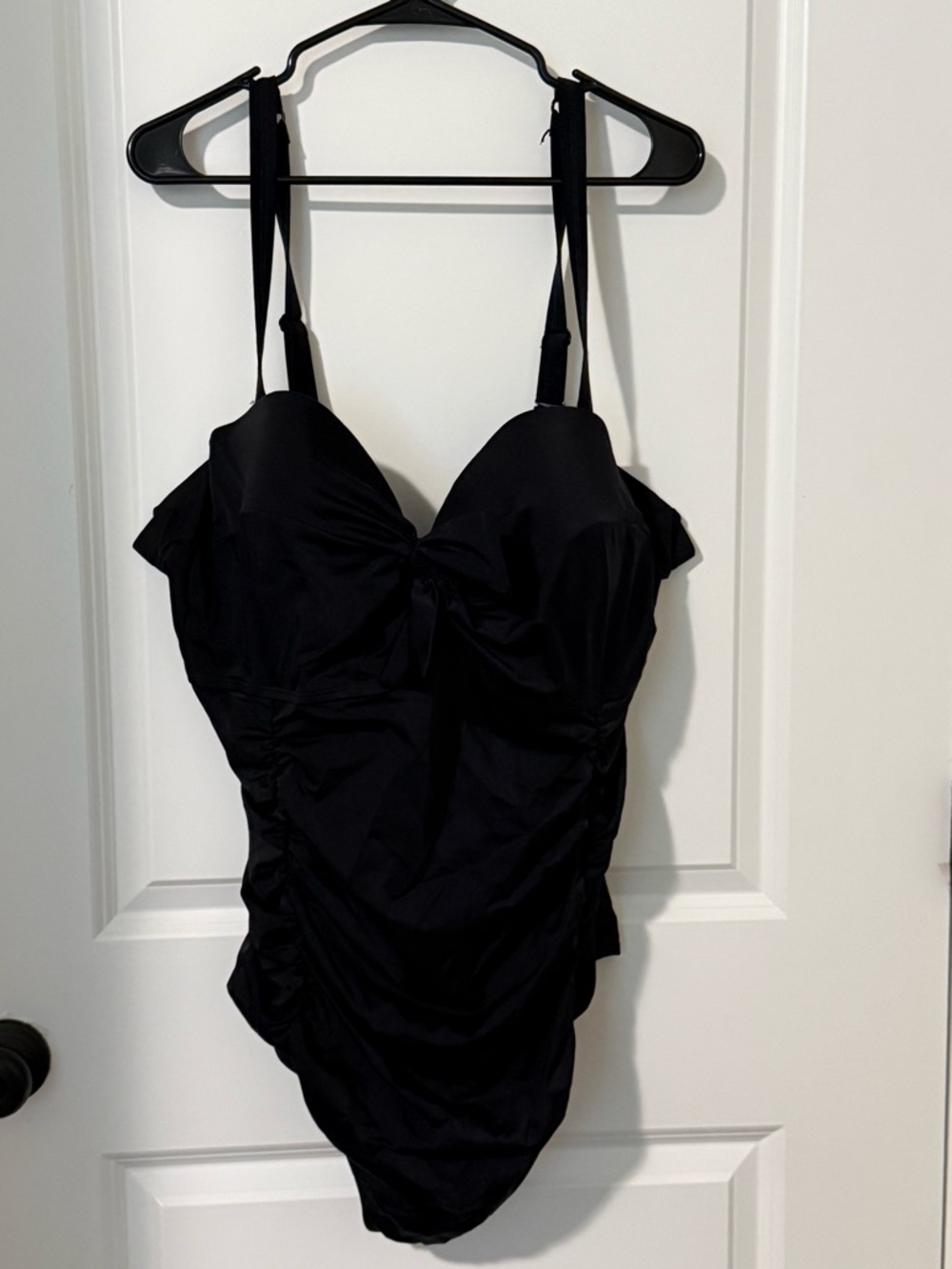 torrid Black Twist-Front Ruched One-Piece Swimsuit with Adjustable Straps